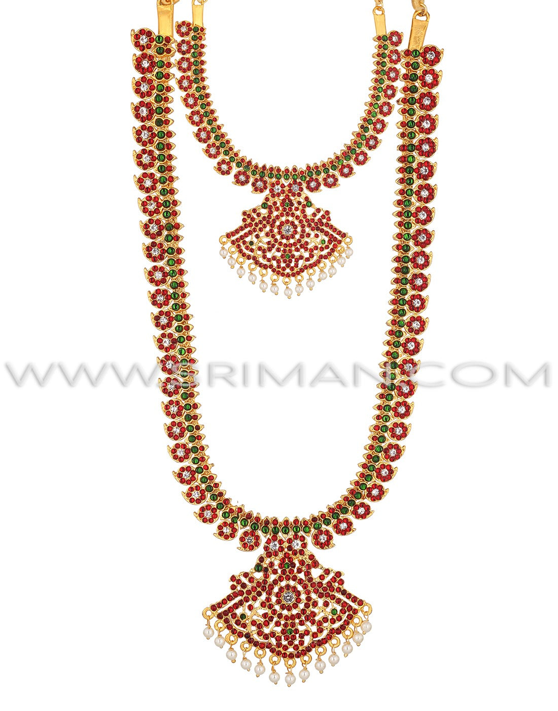 kempu small mango design long haram and necklace