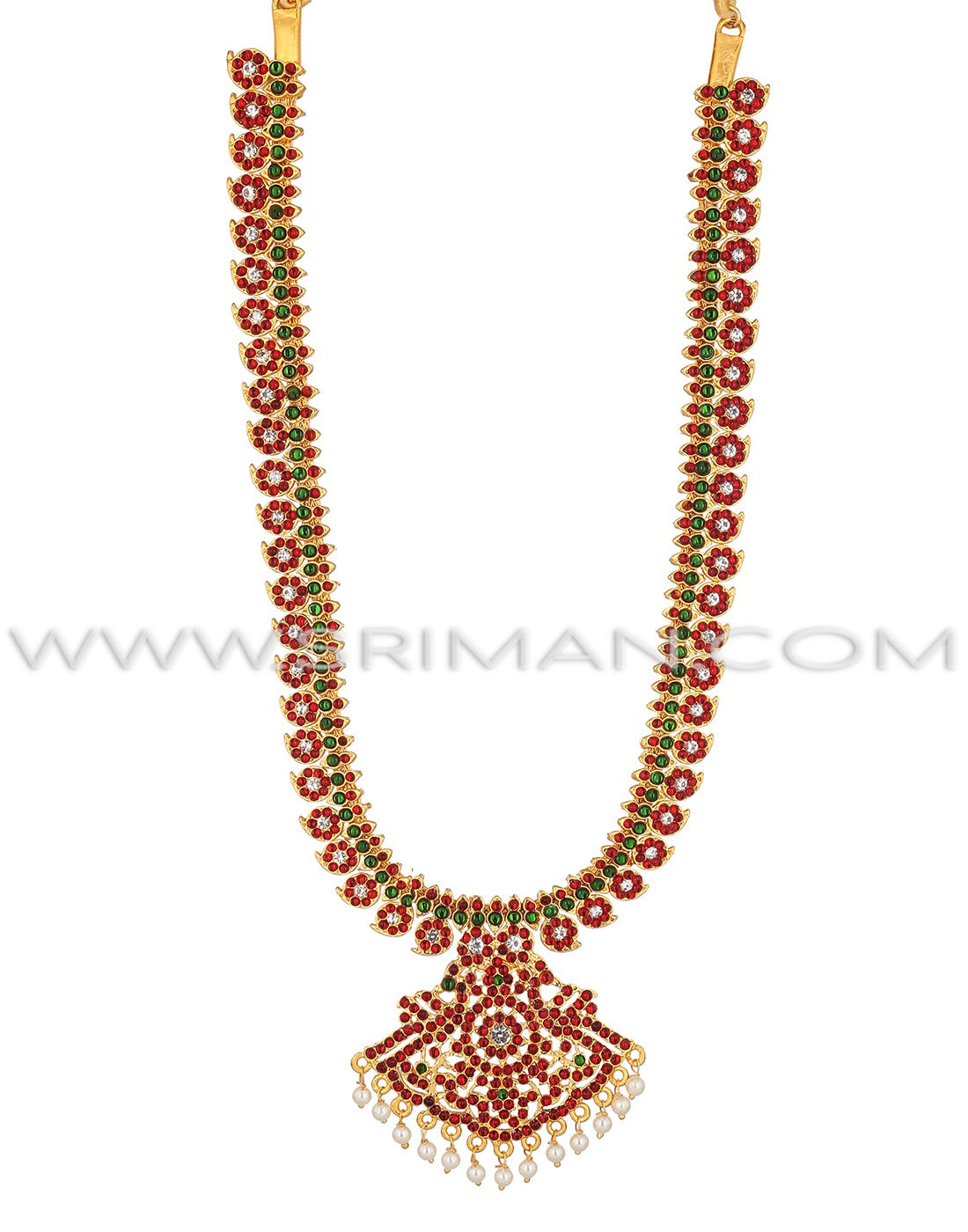 kempu small mango design long haram and necklace