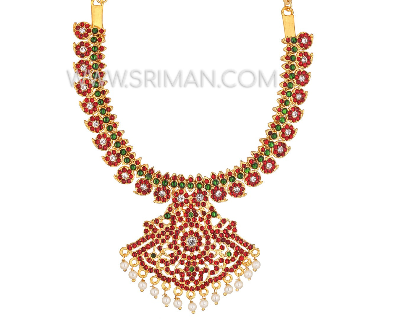 kempu small mango design long haram and necklace
