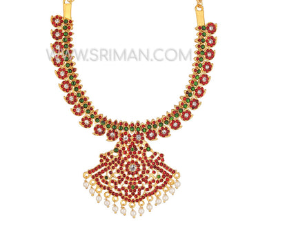 kempu small mango design long haram and necklace