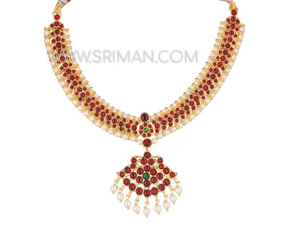 SRIMAN KEMPU LONG MOTI MALA AND SMALL NECKLACE
