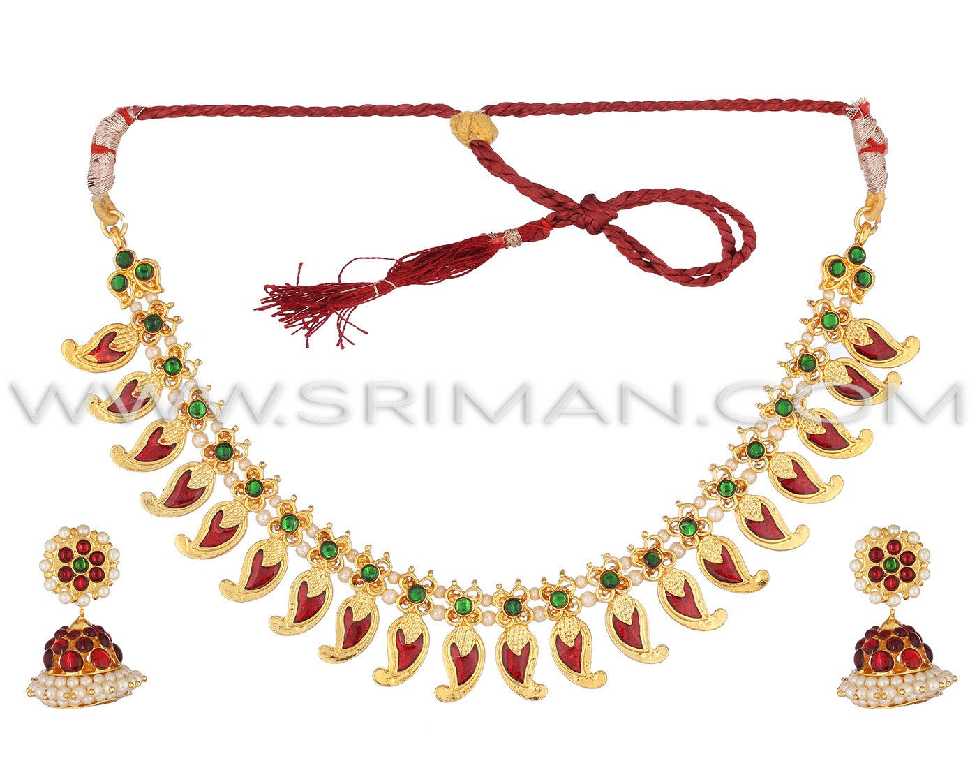 SRIMAN KEMPU MANGO DESINGER CHOKER NECKLACE SET