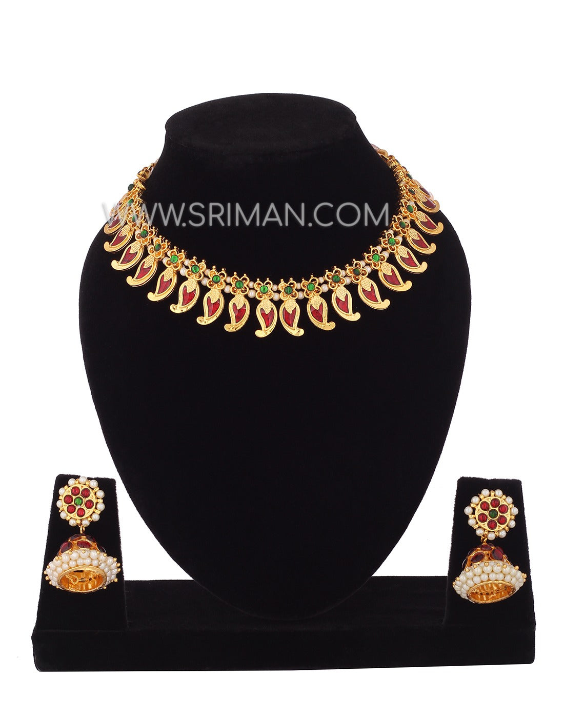 SRIMAN KEMPU MANGO DESINGER CHOKER NECKLACE SET