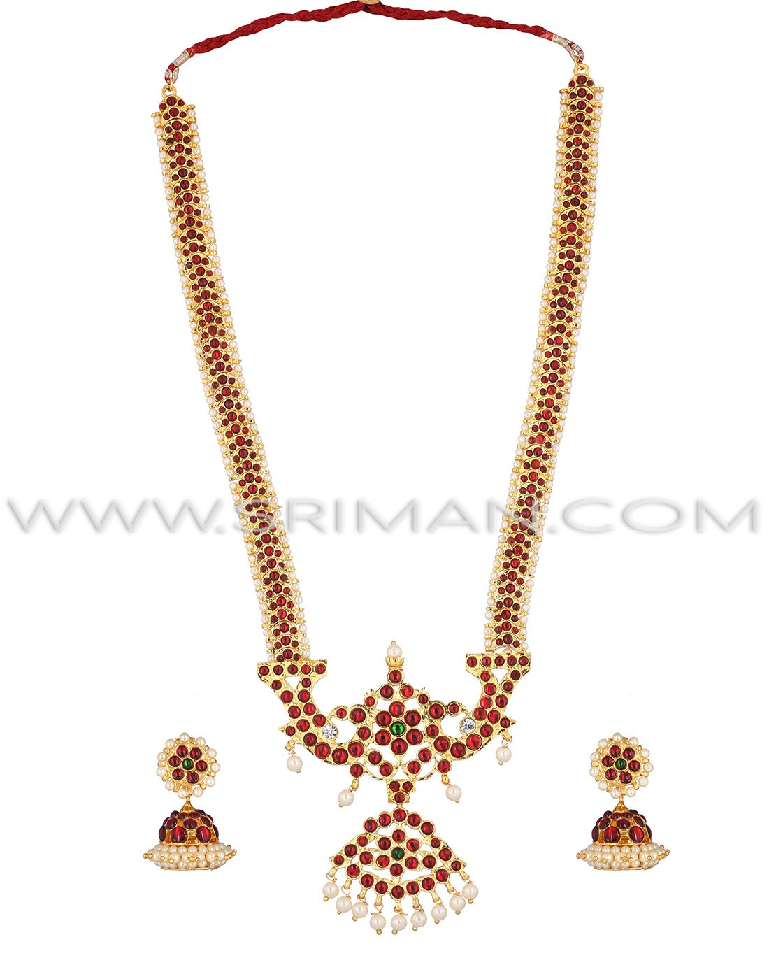 SRIMAN KEMPU HARAM PEACOCK DESGIN WITH EARRING