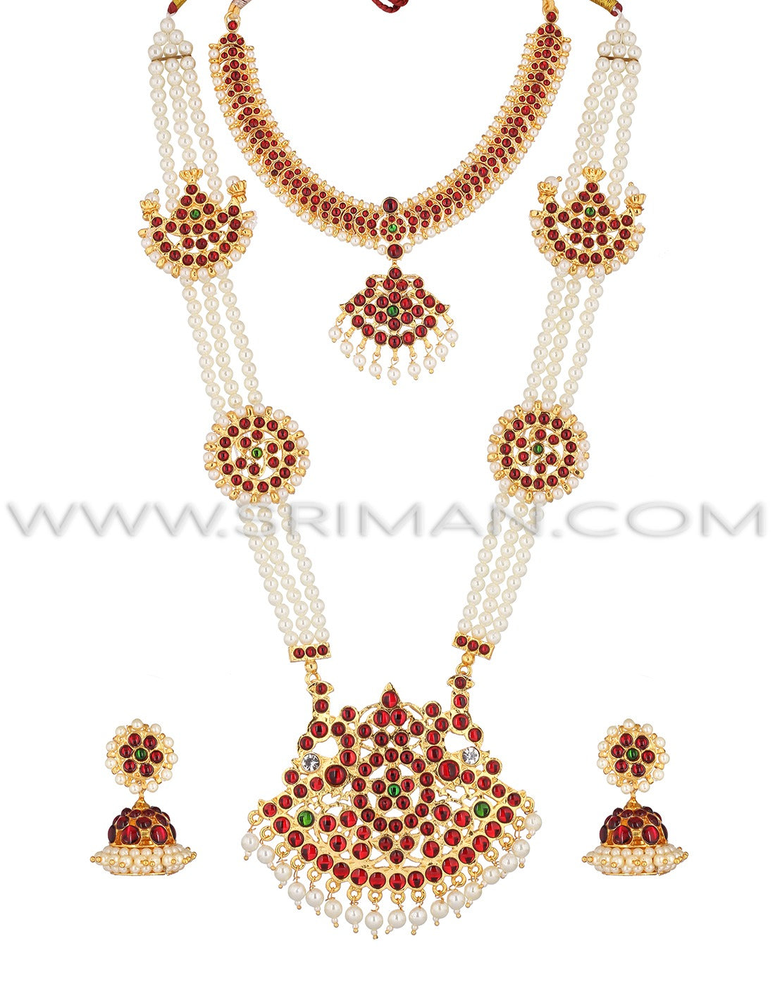 SRIMAN KEMPU MOTI HARAM WITH SHORT NECKLACE
