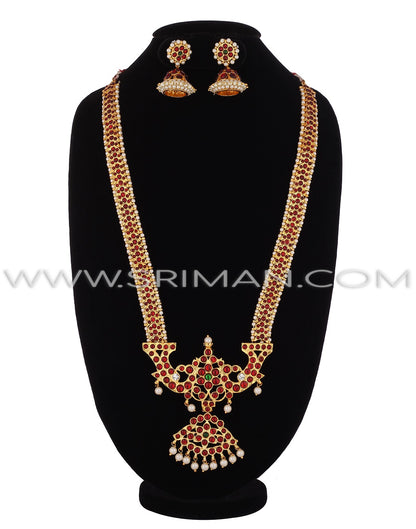 SRIMAN KEMPU HARAM PEACOCK DESGIN WITH EARRING