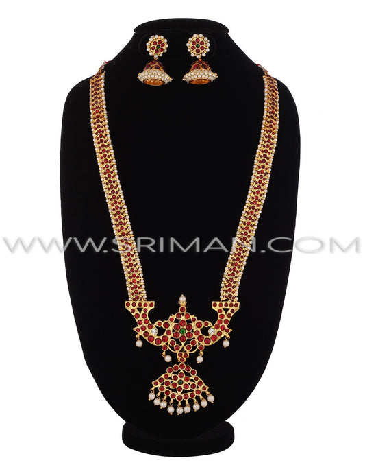 SRIMAN KEMPU HARAM PEACOCK DESGIN WITH EARRING