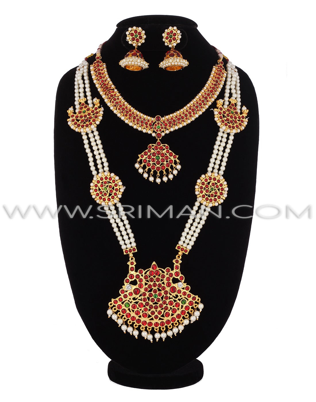 SRIMAN KEMPU MOTI HARAM WITH SHORT NECKLACE