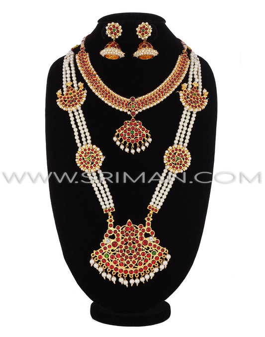SRIMAN KEMPU MOTI HARAM WITH SHORT NECKLACE