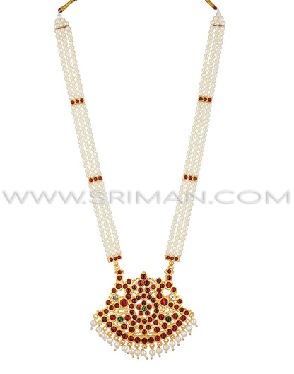 SRIMAN KEMPU LONG MOTI MALA AND SMALL NECKLACE