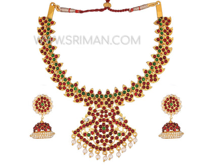 SRIMAN KEMPU FLOWER NECKLACE WITH NECKLACE