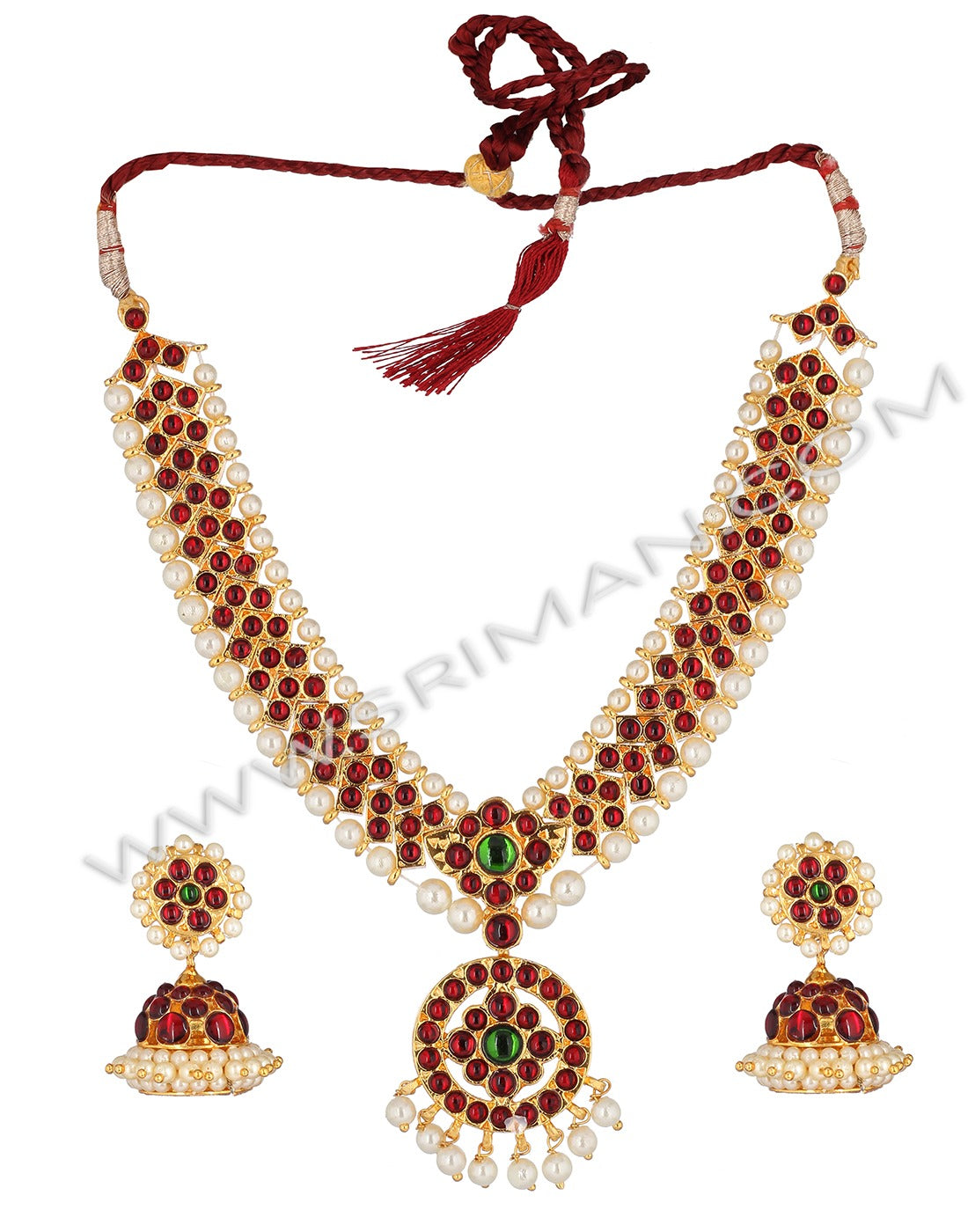 SRIMAN KEMPU SHORT SIMPLE NECKLACE WITH EARINGS