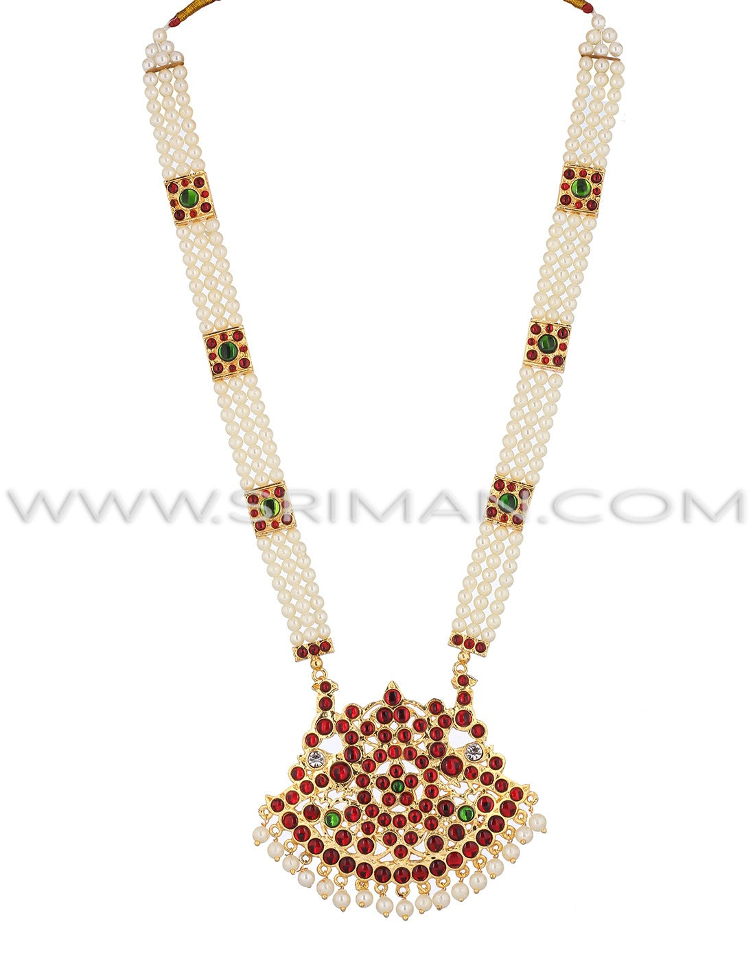 SRIMAN KEMPU LONG MOTI MALA HARAM AND  NECKLACE