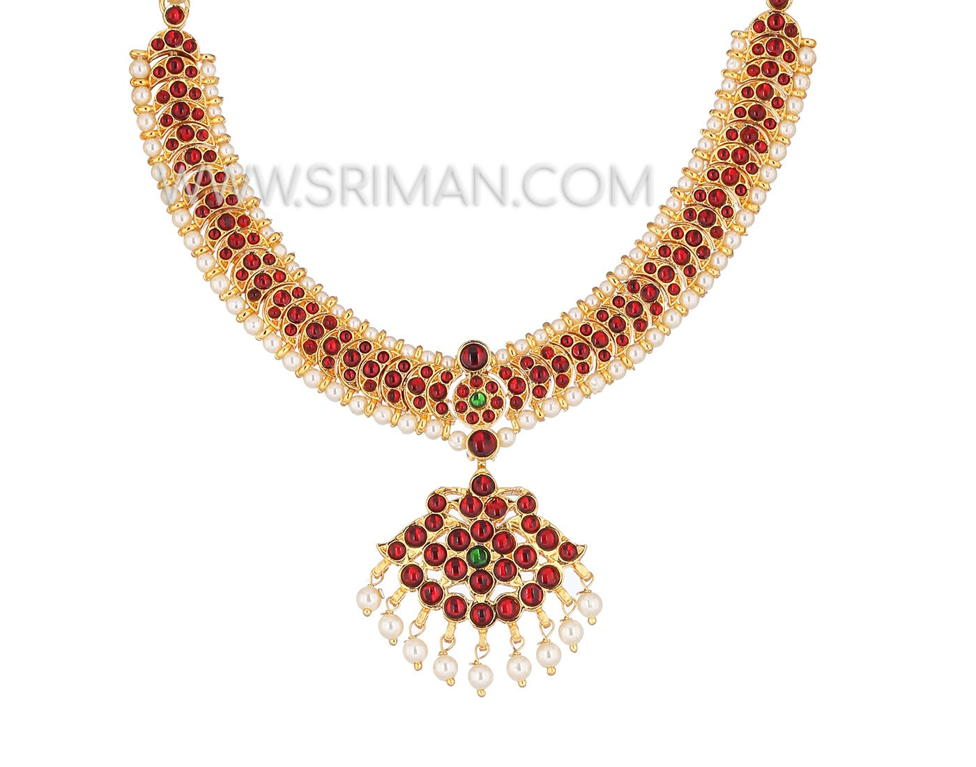SRIMAN KEMPU LONG MOTI MALA HARAM AND  NECKLACE