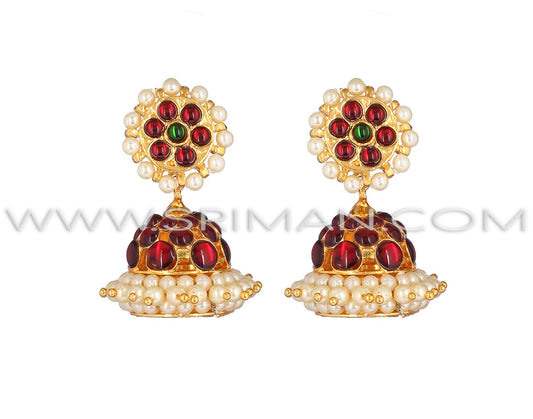 3 Line Red Kemp Immitation Earring(Jumki)