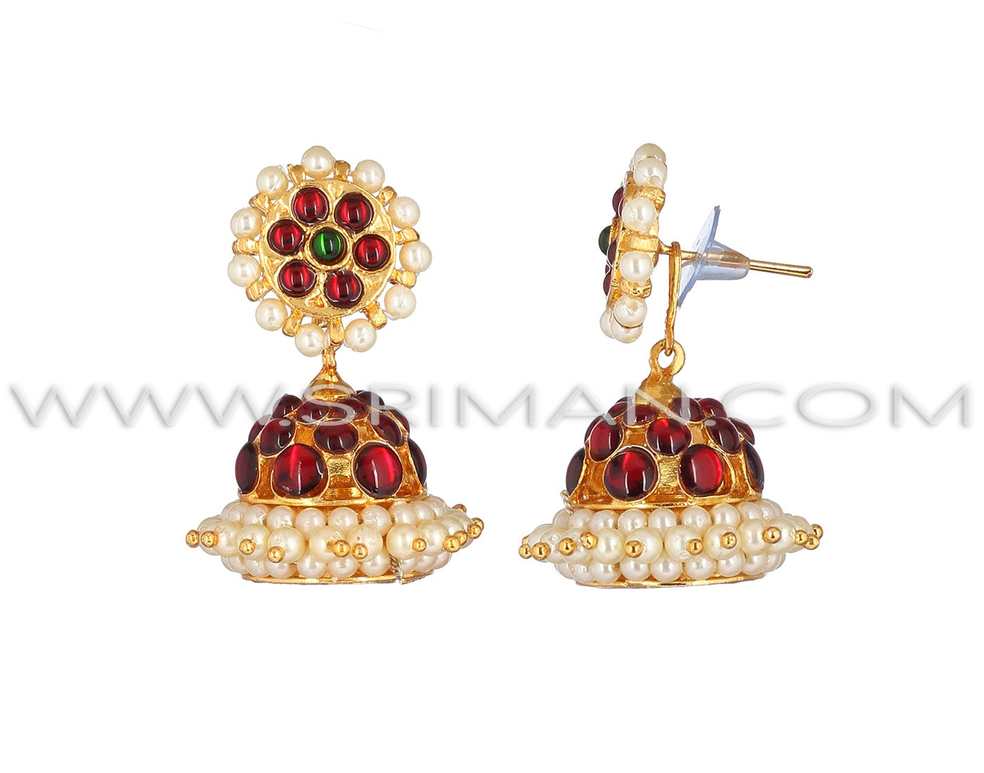 3 Line Red Kemp Immitation Earring(Jumki)