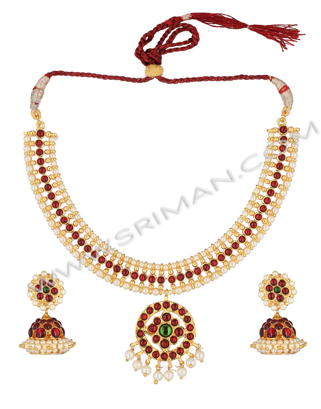 SRIMAN SIMPLE BHARATANATYAM NECKLACE WITH EARINGS
