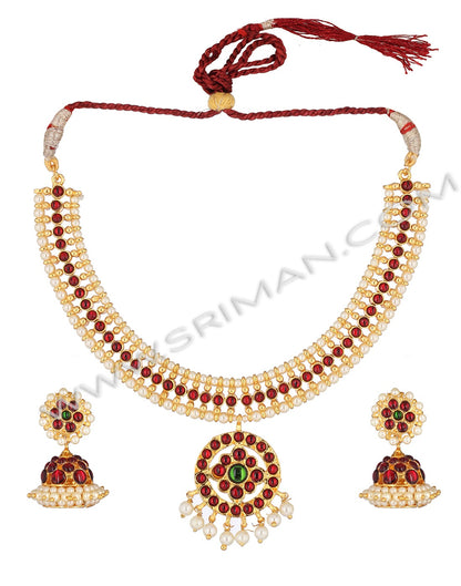 SRIMAN SIMPLE BHARATANATYAM NECKLACE WITH EARINGS