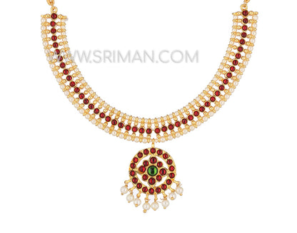 SRIMAN SIMPLE BHARATANATYAM NECKLACE WITH EARINGS