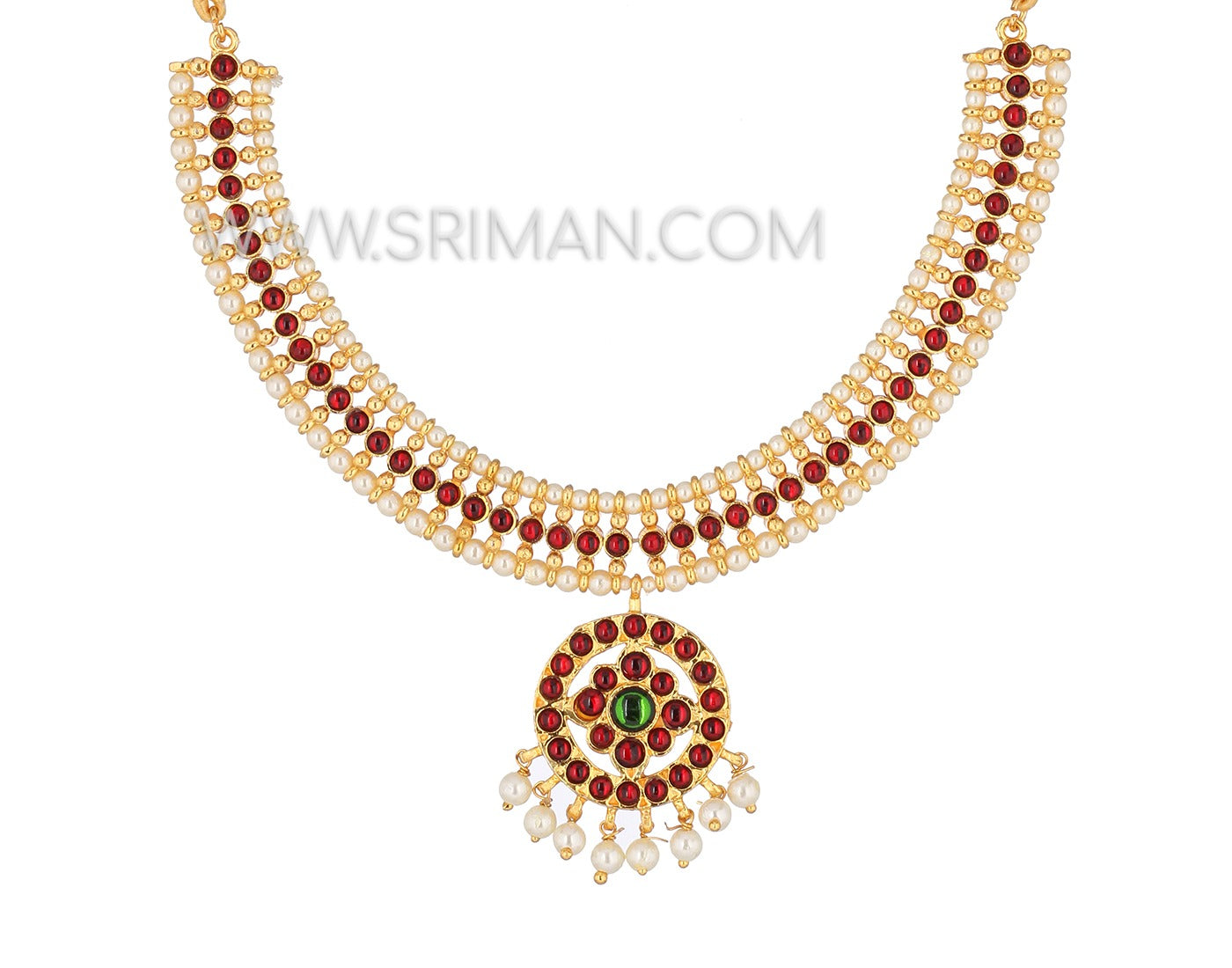 Sriman kempu simple bharatanatyam necklace