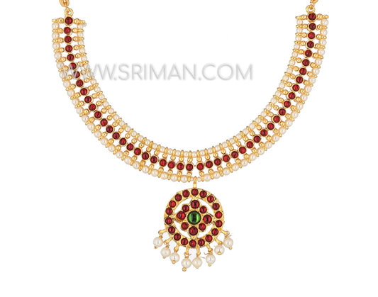 Sriman kempu simple bharatanatyam necklace