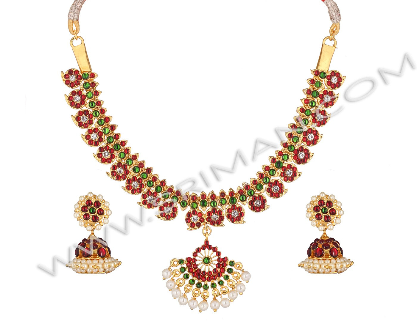 SRIMAN KEMPU MANGO FLOWER DESIGN NECKLACE