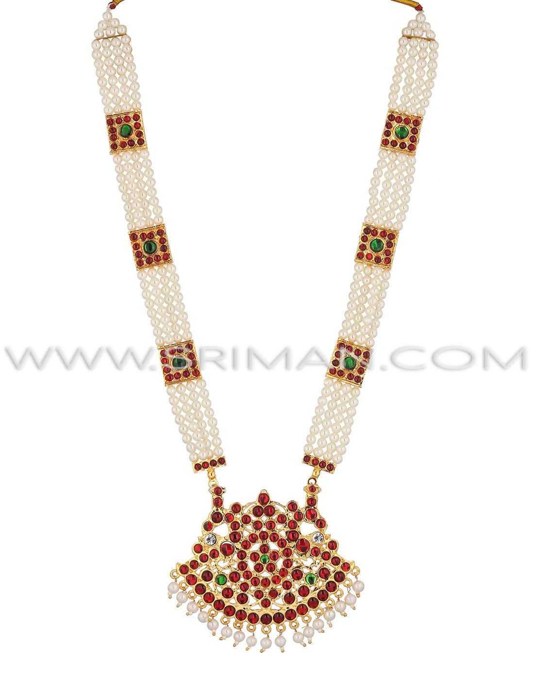 Sirman  kempu moti mala with necklace and earings