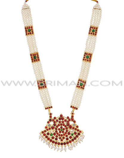 Sirman  kempu moti mala with necklace and earings