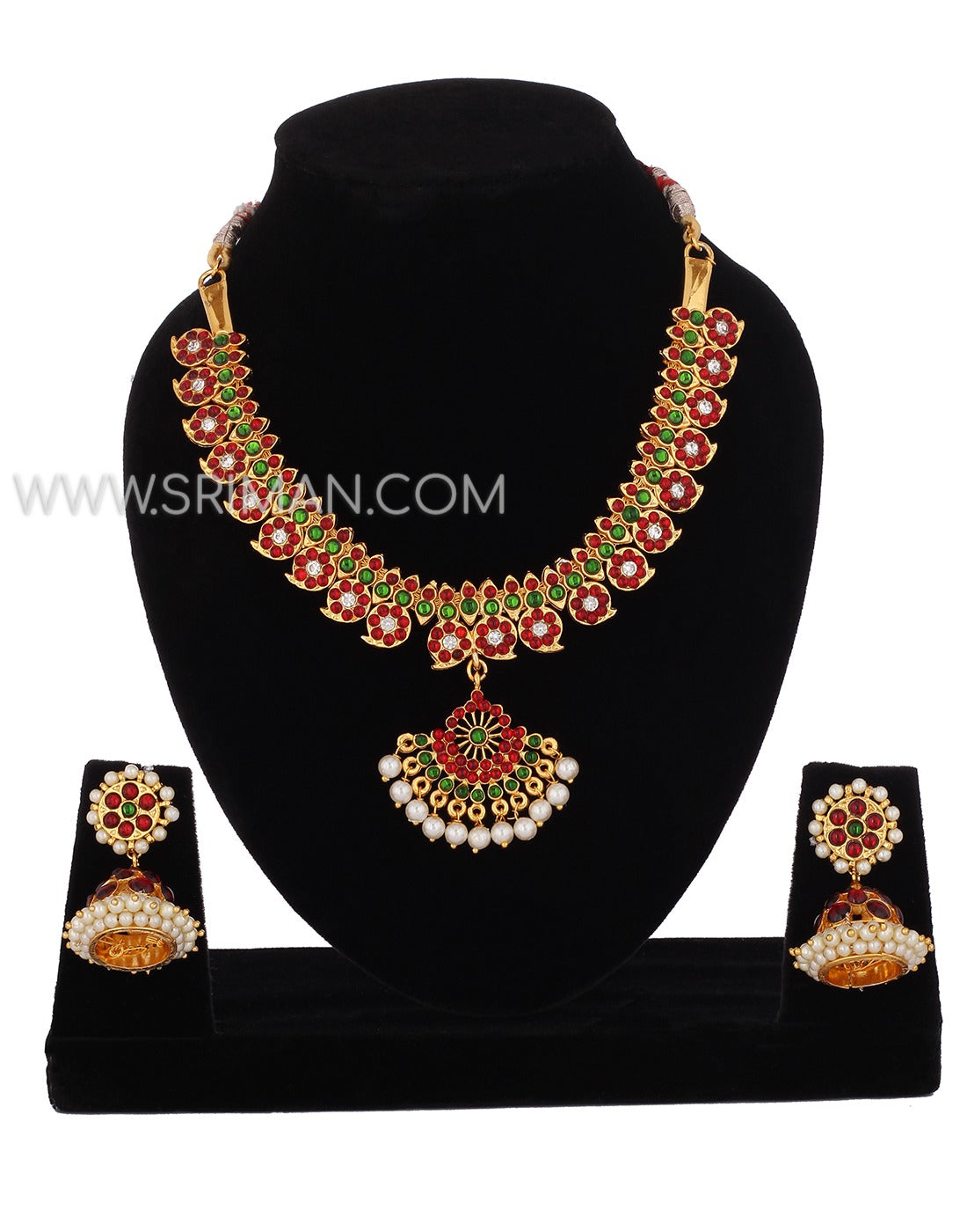 SRIMAN KEMPU MANGO FLOWER DESIGN NECKLACE