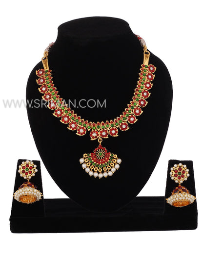 SRIMAN KEMPU MANGO FLOWER DESIGN NECKLACE