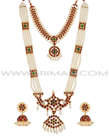 SRIMAN KEMPU CHOKER AND LONG MOTI HARAM