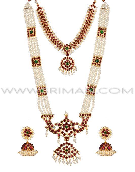 SRIMAN KEMPU CHOKER AND LONG MOTI HARAM