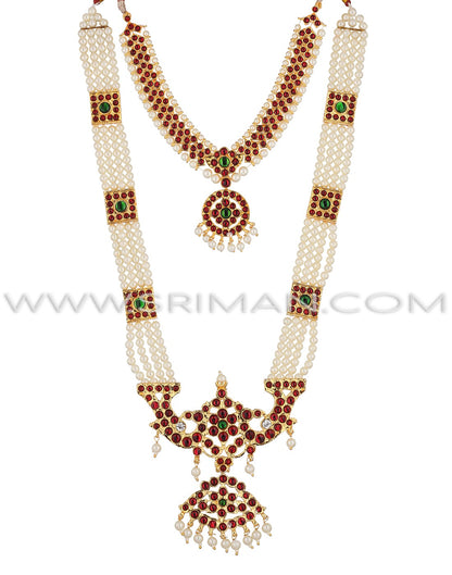 SRIMAN KEMPU CHOKER AND LONG MOTI HARAM