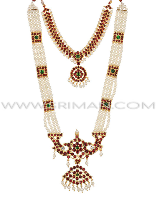 Sriman kempu chocker and long moti haram