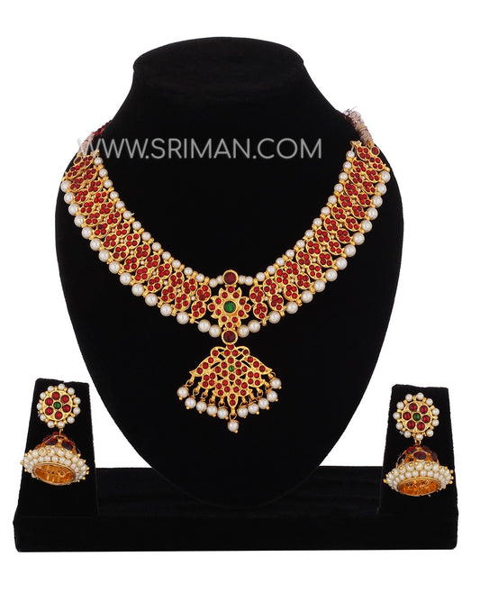 SRIMAN BHARATANATYAM NECKALACE WITH EARINGS