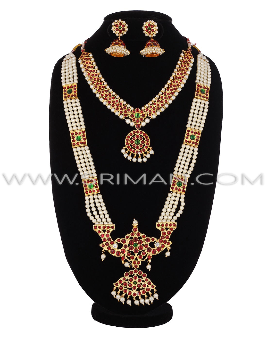 SRIMAN KEMPU CHOKER AND LONG MOTI HARAM