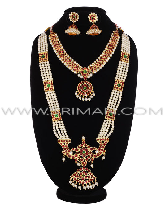 SRIMAN KEMPU CHOKER AND LONG MOTI HARAM