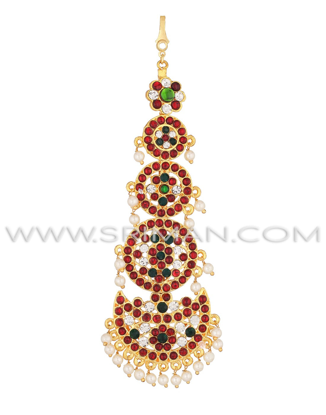 kempu stone 5-step maangtikka netti chutti for Bharatanatyam dance