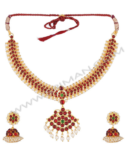 SRIMAN KEMPU SHORT NECKLACE SET WITH EARINGS