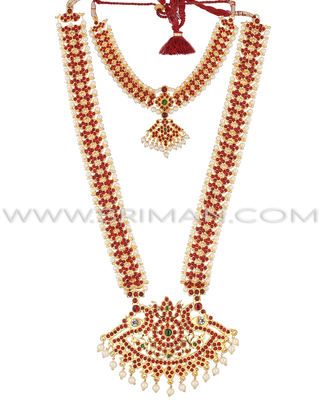 SRIMAN KEMPU LOUTES DESGIN LONG HARAM WITH NECKLACE