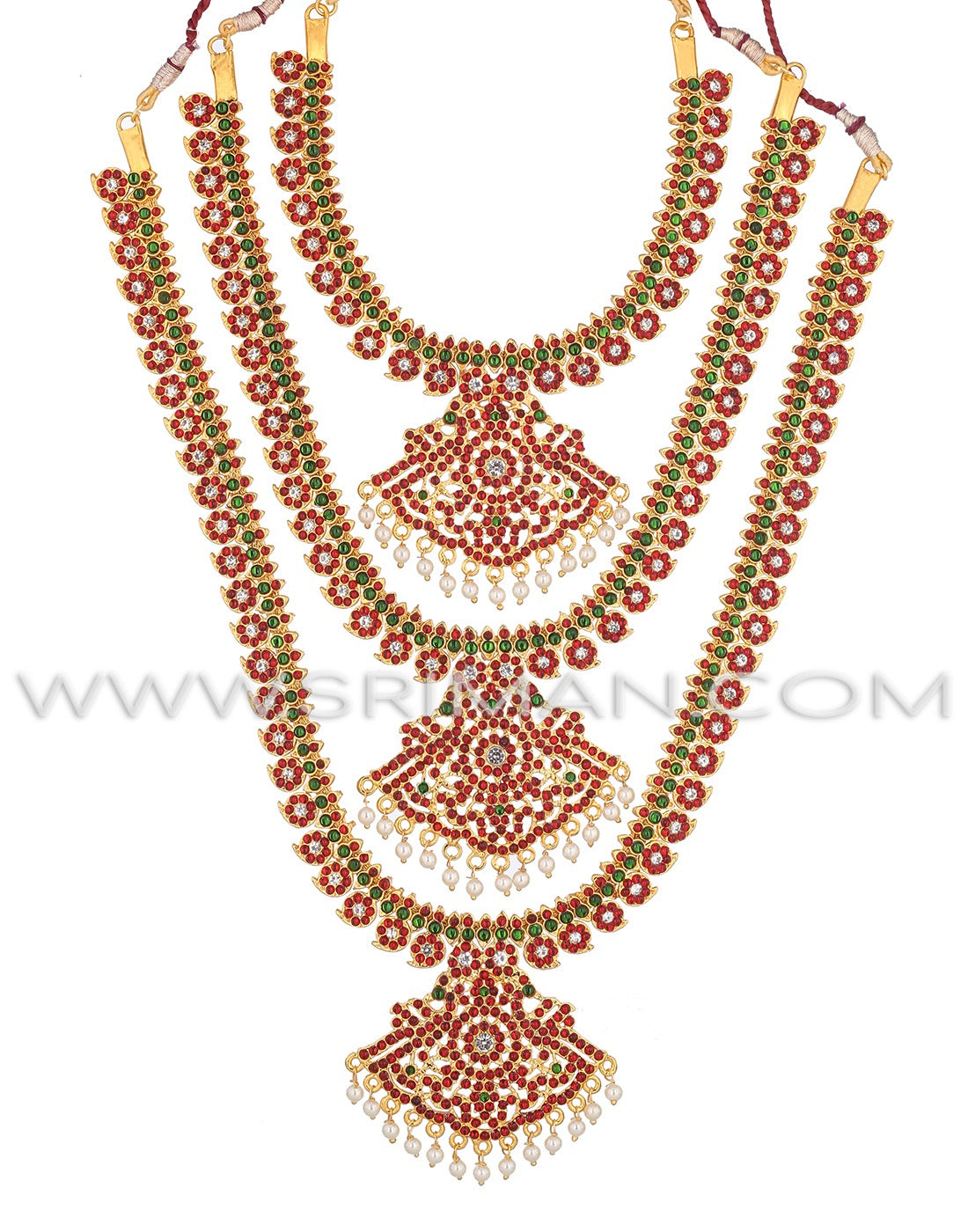 SRIMAN KEMPU TRIPLE HARAM WITH EARINGS