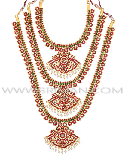 SRIMAN KEMPU TRIPLE HARAM WITH EARINGS