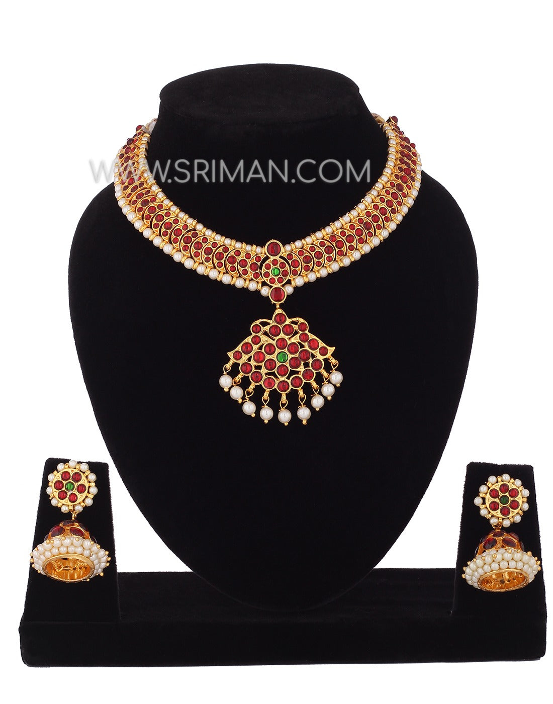 SRIMAN KEMPU SHORT NECKLACE SET WITH EARINGS