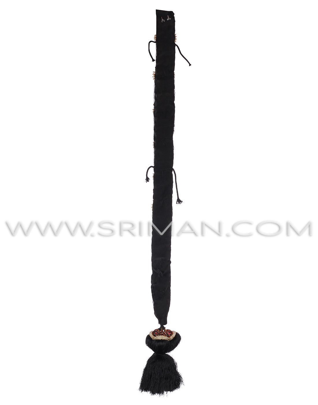 Indian classical dance jada braid adorned with an ornate kunjalam tassel for Bharatanatyam or Kuchipudi