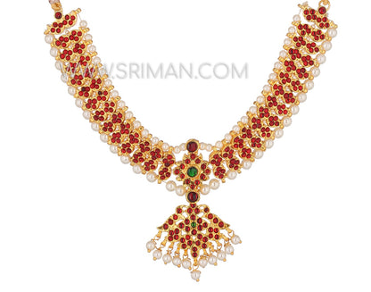 SRIMAN KEMPU LOUTES DESGIN LONG HARAM WITH NECKLACE