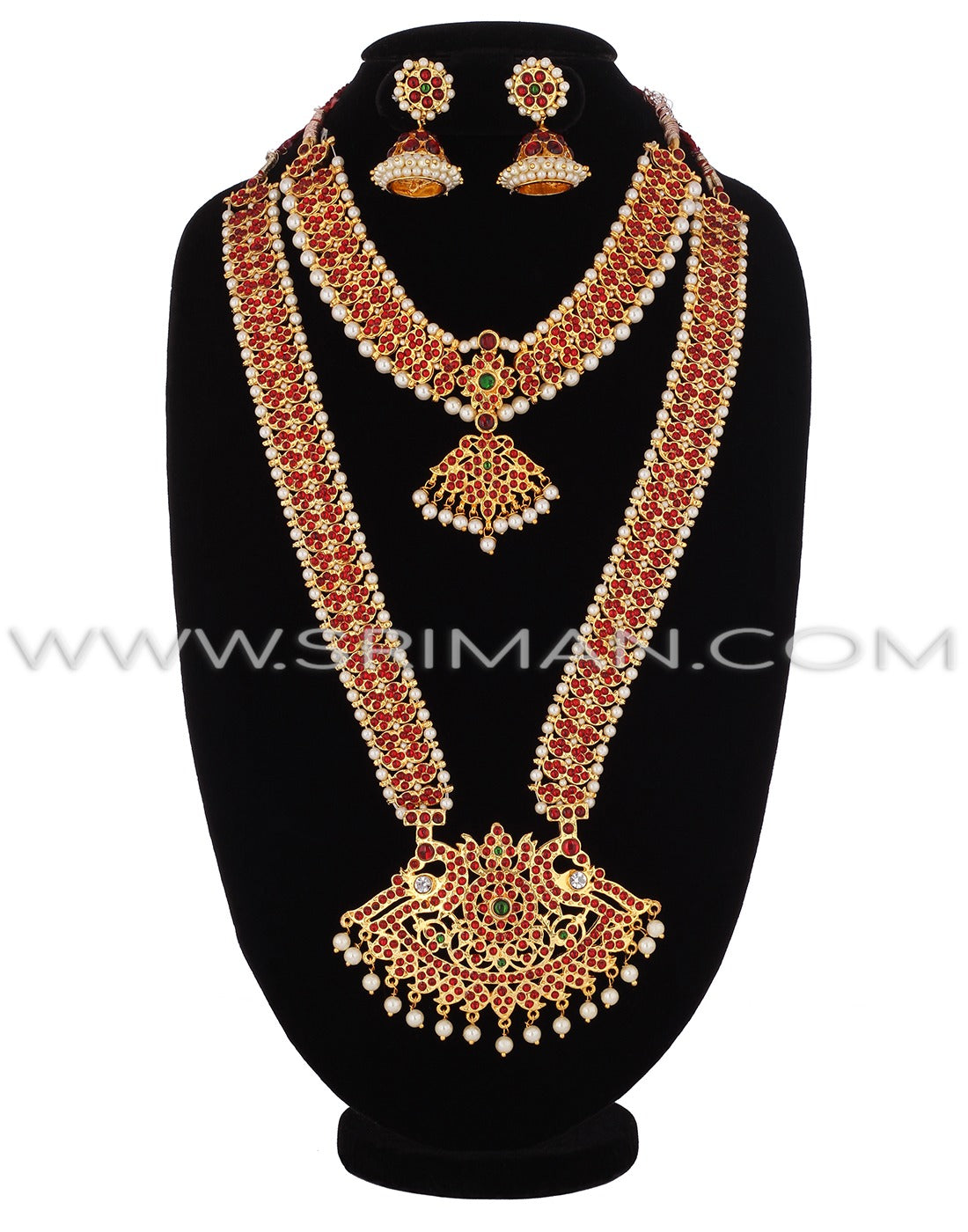 Pusthala Design SRIMAN KEMPU LOUTES DESGIN LONG HARAM WITH NECKLACE – sriman
