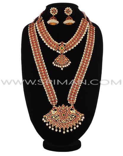 SRIMAN KEMPU LOUTES DESGIN LONG HARAM WITH NECKLACE
