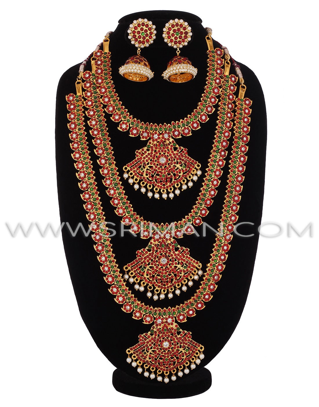 SRIMAN KEMPU TRIPLE HARAM WITH EARINGS