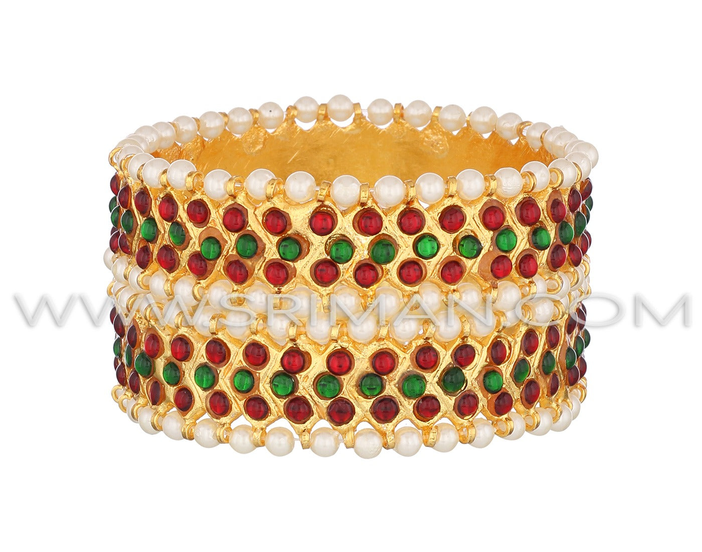 Red And Green Kemp Stone Bangles