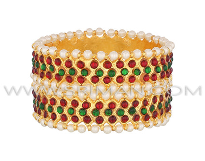 Red And Green Kemp Stone Bangles